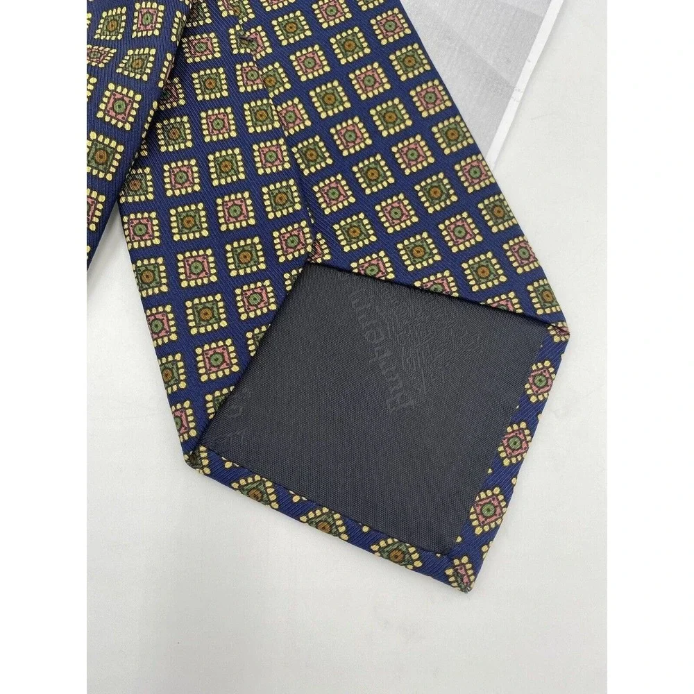 Burberrys Authenticatede 100 % Silk Tie‎ Blue Yellow Orange Geometric Fouland